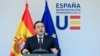 El ministro de Asuntos Exteriores de España, José Manuel Albares Bueno, en una conferencia de prensa en Bruselas, el 27 de mayo de 2024.