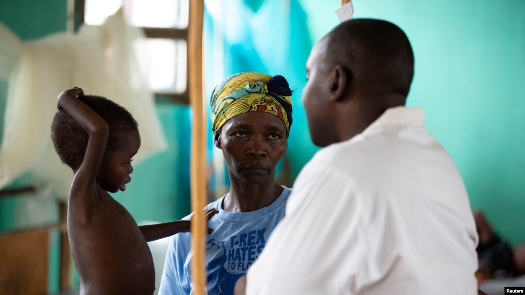A child with measles infection at an isolation war in Congo.