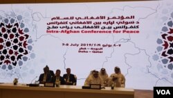 Konferensi Afghan-Taliban yang digelar oleh pemerintah Qatar dan Jerman di Doha, Qatar, 7 Juli 2019. (A. Tanzeem/VOA)