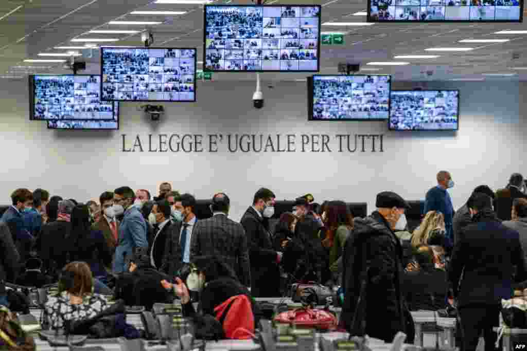 A general view shows a special courtroom prior to the opening of the &#39;Rinascita-Scott&#39; maxi-trial in which more than 350 alleged members of Calabria&#39;s &#39;Ndrangheta mafia group and their associates go on trial in Lamezia Terme, Calabria, Italy.