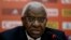 President of the International Association of Athletics Federations Lamine Diack speaks during the press conference at the IAAF Congress at the National Convention Center in Beijing, Aug. 20, 2015. 