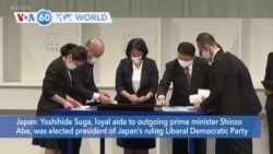 VOA60 Addunyaa - Yoshihide Suga was elected president of Japan's ruling Liberal Democratic Party