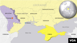 Oblast moldavskog Pridnestovlja, ukrajinske Odese, Krima i Rumunije na obalama Crnog mora.