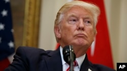 President Donald Trump is seen in the Roosevelt Room of the White House in Washington, May 16, 2017.