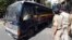 A police van transports some of those convicted in connection with a series of blasts in 1993, outside a court in Mumbai, India, June 16, 2017.