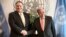 Secretary-General of the U.N. António Guterres, right, greets U.S. Secretary of State Mike Pompeo during his visit to attend a meeting of the U.N. Security Council on the Mideast, Aug. 20, 2019 in New York.