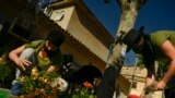 Members of an ecologist group known as ''Comando Borraja'' (Borage Commando) plant some vegetables and flowers in a street of Tudela village, northern Spain, in commemoration of Earth Day, April 22, 2017. 