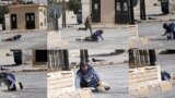 A six picture combo shows from top left to bottom right : AFP reporter Sammy Ketz, take cover as a Syrian soldier runs past during sniper fire in Syria&#39;s ancient Christian town of Maalula, scene of recent fighting between pro-government troops and rebel forces.