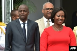FILE - Haitian President Jovenel Moise and first lady Martine Moise are seen at the National Palace in Port-au-Prince, Haiti, May 23, 2018.