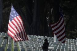 Nancy Graham visits San Francisco National Cemetery in the Presidio the day before Memorial Day in San Francisco, May 24, 2020.