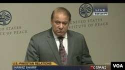 PM Pakistan Nawaz Sharif memberikan pidato di US Institute of Peace di Washington DC hari Selasa (22/10). 