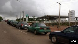 One of the few gas stations open in Abuja on August 23, 2012. Motorists said they waited at least 13 hours to make it to the front of the line.