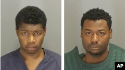 These photos provided by the Oakland County (Mich.) sheriff's office show Shadeed Dontae Bey, left, and Nikey Dashone Walker, who have been charged in an attack on a man with cerebral palsy.