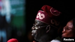 FILE: Nigeria's newly declared winner of 2023 presidential election, Bola Tinubu speaks at the National Collation Centre in Abuja, Nigeria. Taken March 1, 2023.