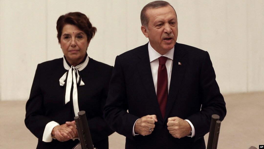 Turkey's President Recep Tayyip Erdogan addresses the parliament in Ankara, Turkey, Oct. 1, 2016. 