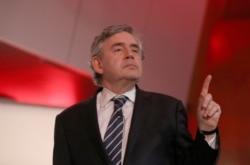 FILE - Former British Prime Minister Gordon Brown delivers a speech n central London, Britain, May 21, 2016.