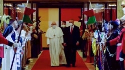 Pope Francis arrives at Baghdad International Airport where a welcoming ceremony is held to start his historic tour in Baghdad, Iraq, March 5, 2021.