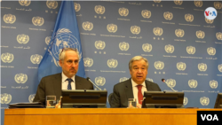 El secretario general de la ONU, Antonio Guterres, en la conferencia de prensa este martes 4 de febrero de 2020.
