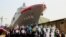 台灣總統蔡英文出席台灣第一艘萬噸級兩棲船塢登陸艦下水和命名典禮。 （2021年4月13日）