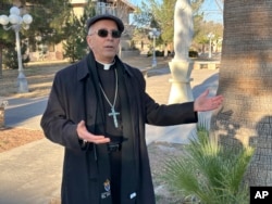 FILE — The Most Rev. Mark Seitz, the Catholic bishop of El Paso on the grounds of the Catholic Diocese on Deceber 19, 2022.”