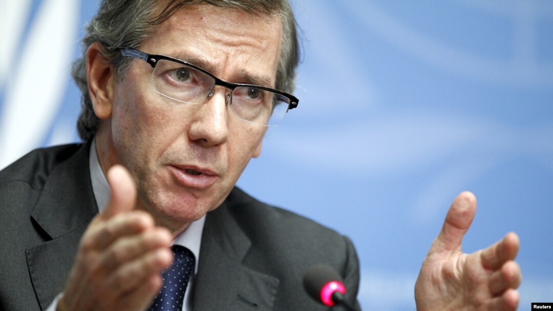 Utusan khusus Misi PBB untuk Libya (UNSMIL) Bernardino Leon berbicara di Jenewa (11/8). 