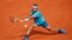 FILE - Spain's Rafael Nadal in action during the final against Austria's Dominic Thiem at the French open, June 10, 2018. 
