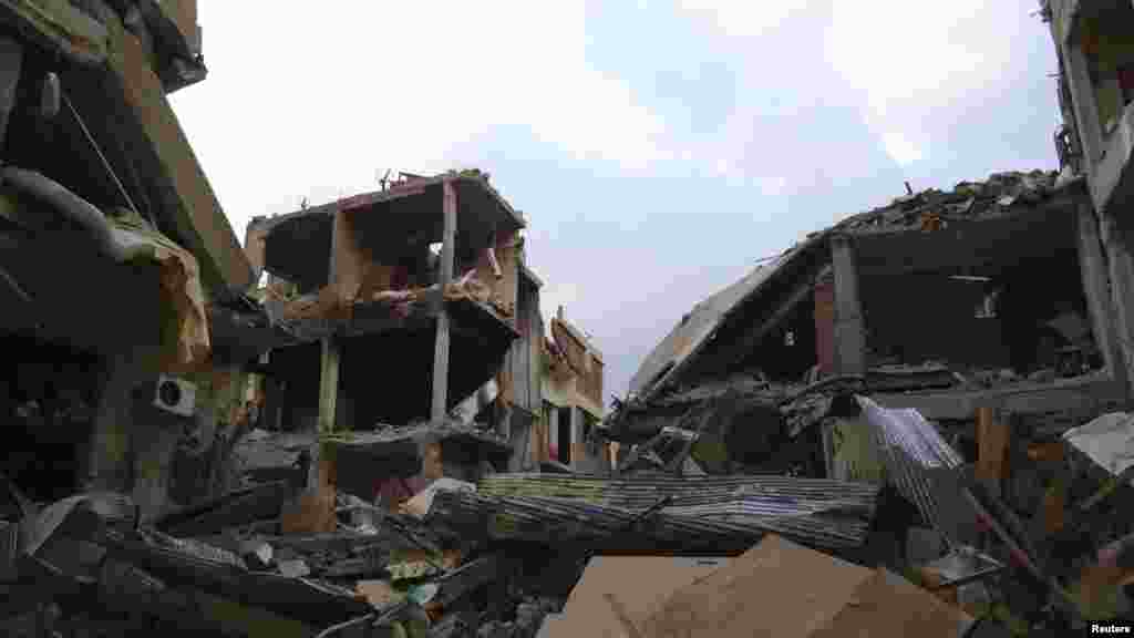 تباہ شدہ عمارتوں کا ایک منظر