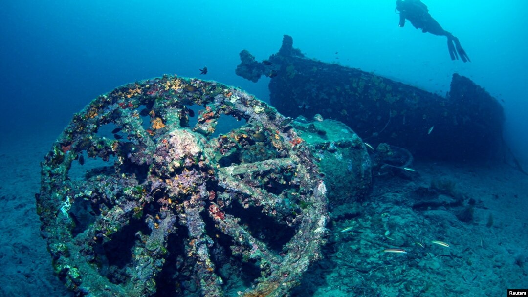 Sebuah kapal perang yang karam saat Pertempuran Gallipoli dalam Perang Dunia I di pesisir Canakkale, Turki. (Foto: Direktorat Situs Sejarah Gallipoli via Reuters)