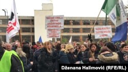 Protest of Workers of Global Ispat Coke Industry Lukavac - Gikil in front of the Government of the Federation BiH in Sarajevo