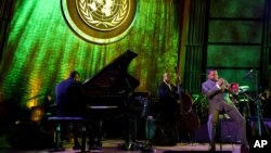 Wynton Marsalis performs during the International Jazz Day Concert held at the United Nations General Assembly Hall in New York, April 30, 2012.