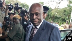FILE - Angola President Jose Eduardo dos Santos says he will not seek re-election in 2017 parliamentary elections. He's shown in 2008.