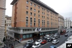 The Palatino Grand Hotel is seen in Rome, Jan. 31, 2020.