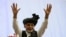 Afghan President Ashraf Ghani campaigns for re-election at a rally in Kabul, Afghanistan, Sept. 13, 2019. 