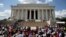 Participants gather on the steps of the Lincoln Memorial during an event to commemorate the 50th anniversary of the 1963 March on Washington, Aug. 24, 2013.