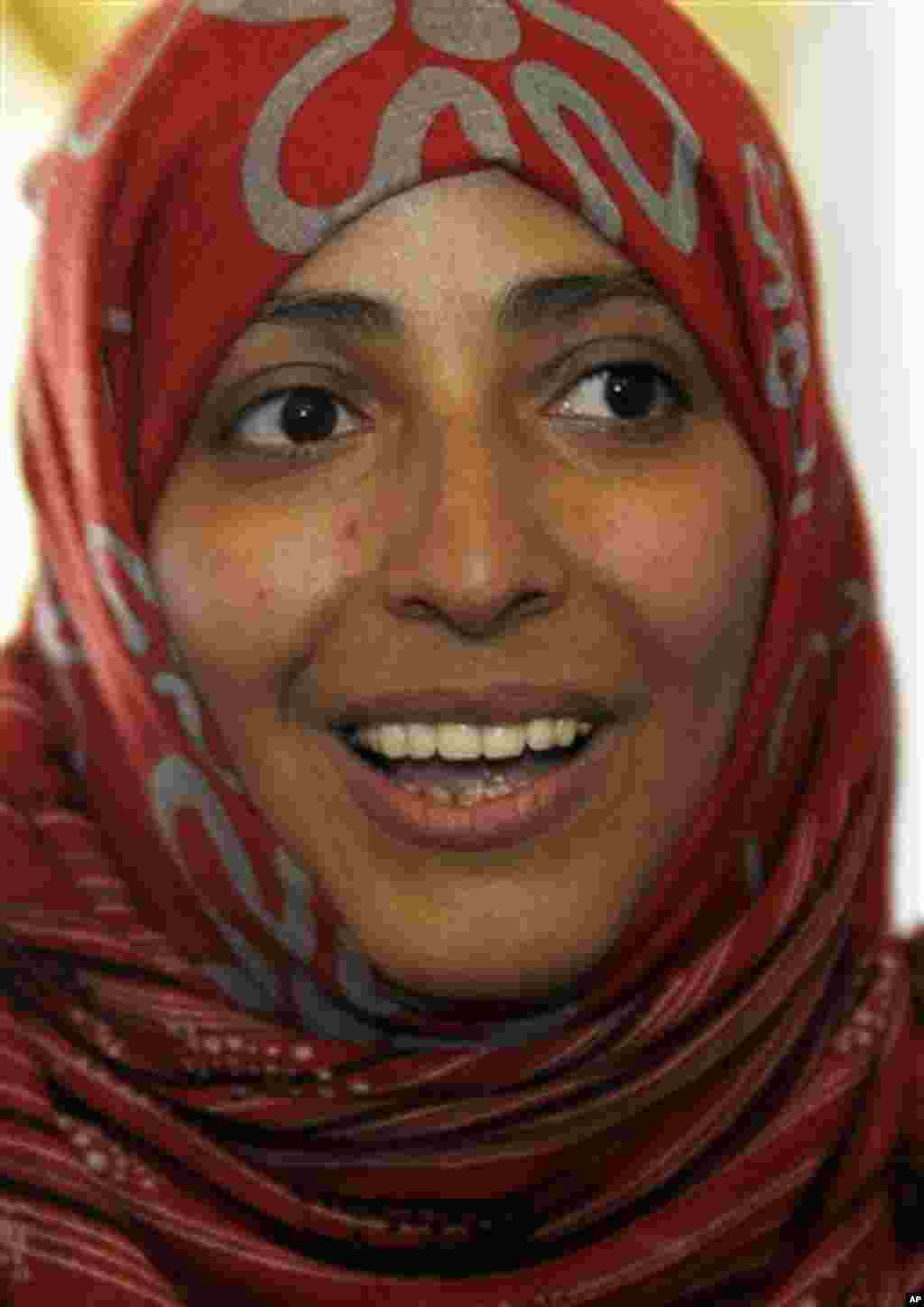 2011: Tawakkul Karman, Yemen (with Sirleaf and Gbowee). Karman is a leading "Arab Spring" activist in her country. (AP)