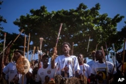 FILE — Supporters of Inkatha Freedom Party attend an election rally in Richards Bay, near Durban, South Africa, May 26, 2024..