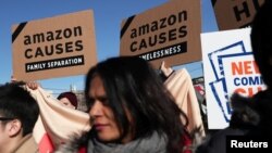 Акція протесту поблизу Нью-Йорка проти відкриття штаб-квартири Amazon, 14 лютого, 2019 року