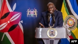 FILE - Deputy President of Kenya, Rigathi Gachagua, gestures as he addresses the media during a press conference at his official residence in Nairobi, on Oct. 7, 2024.