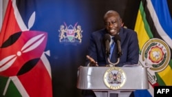 FILE - Deputy President of Kenya, Rigathi Gachagua, gestures as he addresses the media during a press conference at his official residence in Nairobi, on Oct. 7, 2024.