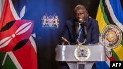 Deputy President of Kenya, Rigathi Gachagua, gestures as he addresses the media during a press conference at his official residence in Nairobi, Oct. 7, 2024.