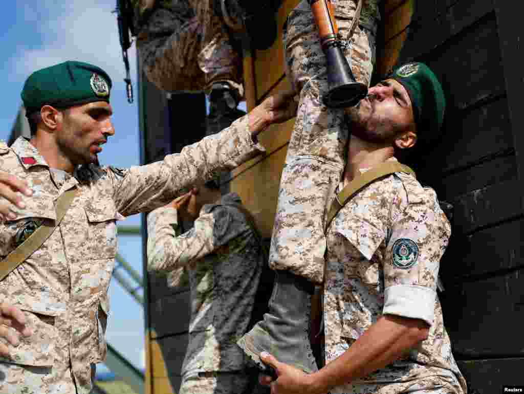 Marines from Iran take part in the International Army Games 2019 at the at Khmelevka firing ground on the Baltic Sea coast in Kaliningrad Region, Russia.