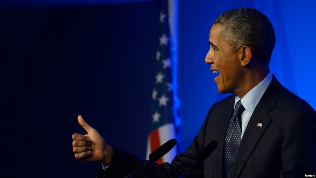 Presiden AS Barack Obama dalam konferensi pers di hari terakhir KTT NATO di Celtic Manor resort, Newport, di Wales, 5 September 2014.