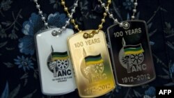 Souvenir dogtags celebrate the 100th anniversary of South Africa's ruling African National Congress (ANC) party. (File)
