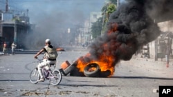 Une rue de Port-au-Prince, capitale d'Haïti, lors des manifestations du 17 octobre 2018. 