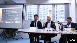 香港智庫民主思路公佈第三輪一國兩制指數調查結果。(美國之音湯惠芸)