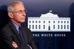 Dr. Anthony Fauci, director of the National Institute of Allergy and Infectious Diseases, listens during a briefing about the coronavirus in the James Brady Press Briefing Room of the White House, April 7, 2020.