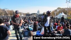 Music enthusiasts stake out spaces for the Concert for Valor on the National Mall in Washington, D.C., commemorating Veterans Day, Nov. 11, 2014.