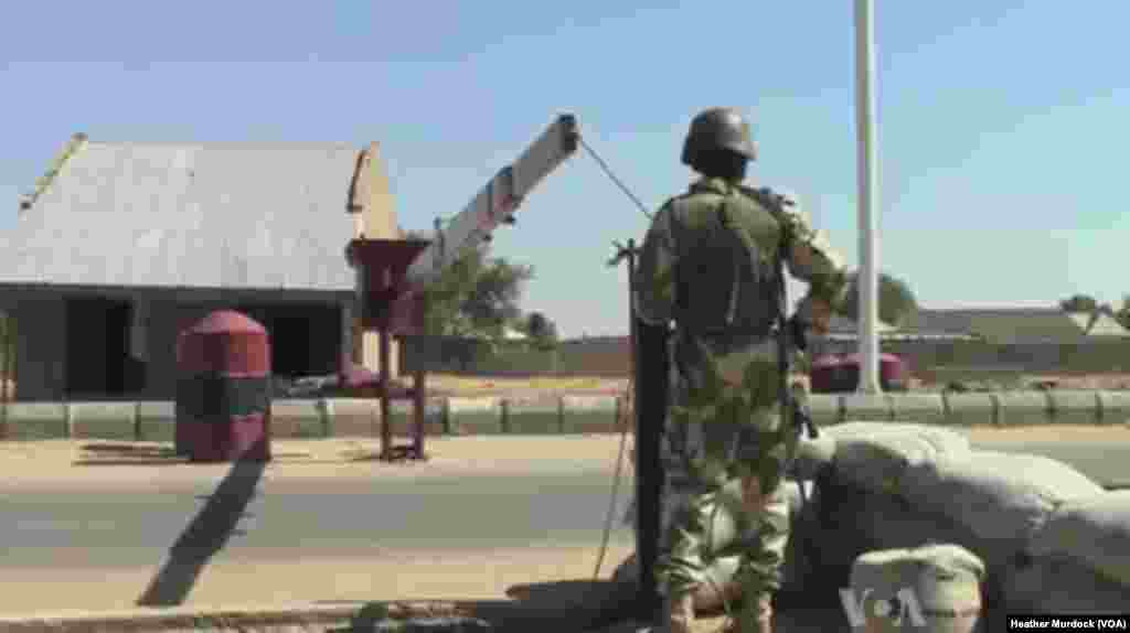 A Civilian JTF check-point in Maiduguri, Nigeria, December 2013. (Heather Murdock for VOA)