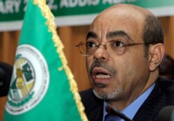 FILE - Ethiopia's Prime Minister Meles Zenawi addresses a news conference in Addis Ababa, Jan. 27, 2012.