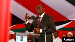 Kenya's Deputy President William Ruto addresses the nation during a special Inter-Religious Prayer Service for the people killed and injured in the recent Westgate shopping mall attack in the capital Nairobi October 1, 2013.